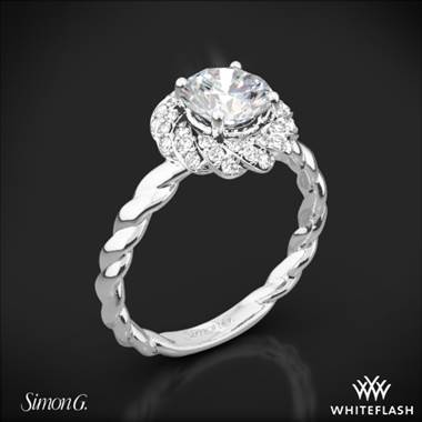 18k White Gold Simon G. LR1133 Classic Romance Halo Diamond Engagement Ring