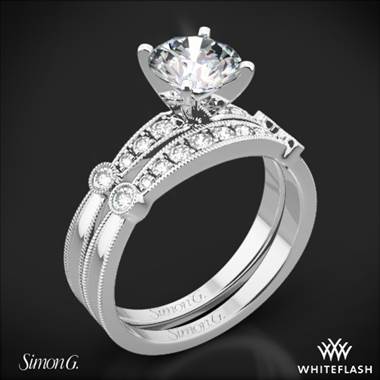 18k White Gold Simon G. MR1546-D Delicate Diamond Wedding Set