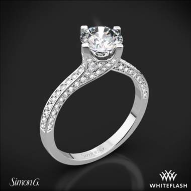 18k White Gold Simon G. MR1609 Caviar Diamond Engagement Ring