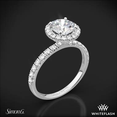 18k White Gold Simon G. MR1811 Passion Halo Diamond Engagement Ring