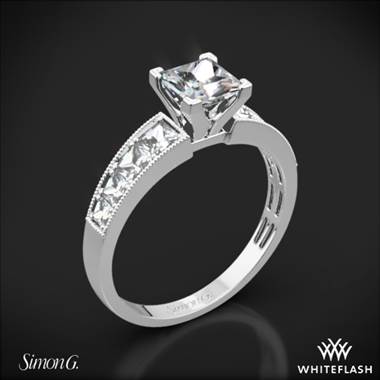 18k White Gold Simon G. MR1825-S Caviar Diamond Engagement Ring for Princess