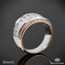 18k White Gold Simon G. MR1902 Simon Set Diamond Right Hand Ring with Rose Gold Accents | Whiteflash