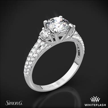 18k White Gold Simon G. MR2208 Caviar Three Stone Engagement Ring