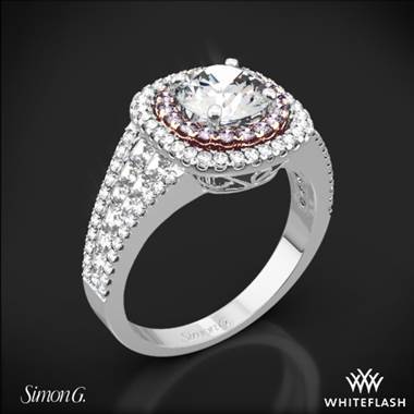 18k White Gold Simon G. MR2453 Passion Double Halo Diamond Engagement Ring