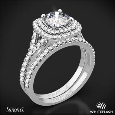 18k White Gold Simon G. MR2459 Passion Halo Diamond Wedding Set
