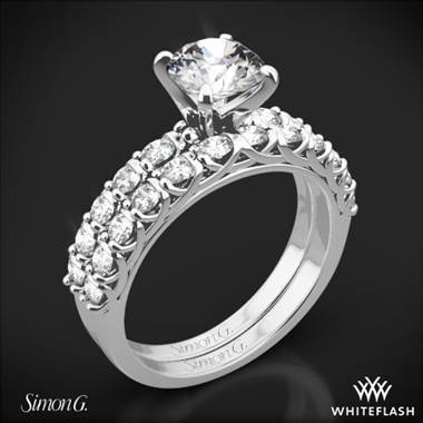 18k White Gold Simon G. MR2492 Caviar Diamond Wedding Set