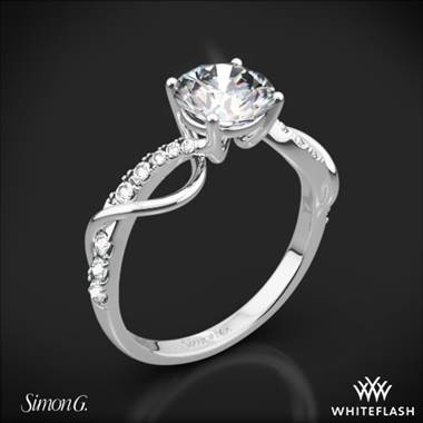 18k White Gold Simon G. MR2526 Fabled Crisscross Diamond Engagement Ring