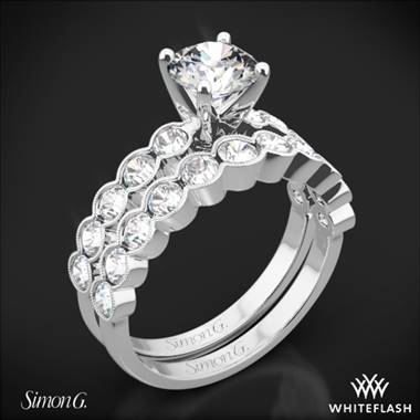 18k White Gold Simon G. MR2566 Caviar Diamond  Wedding Set