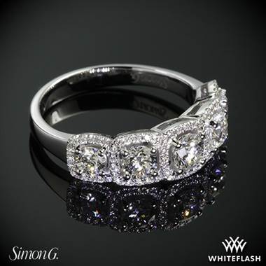 18k White Gold Simon G. MR2630 Caviar Right Hand Ring