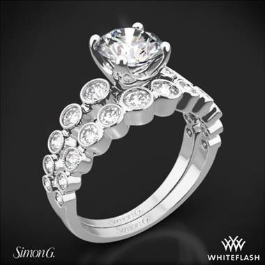 18k White Gold Simon G. MR2692 Caviar Diamond Wedding Set