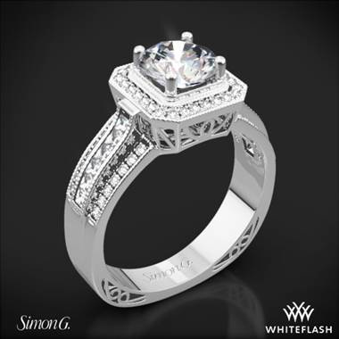 18k White Gold Simon G. NR453 Passion Halo Diamond Engagement Ring