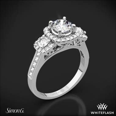 18k White Gold Simon G. NR464 Passion Three Stone Engagement Ring