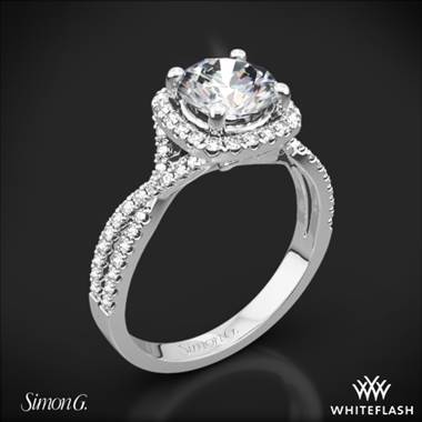 18k White Gold Simon G. NR468 Passion Halo Diamond Engagement Ring