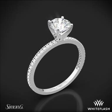 18k White Gold Simon G. PR108 Classic Romance Diamond Engagement Ring