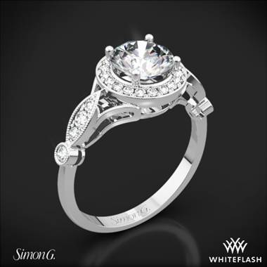 18k White Gold Simon G. TR523 Passion Halo Diamond Engagement Ring