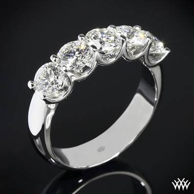 18k White Gold "Skye" Five Stone U-Prong Diamond Right Hand Ring-Setting only