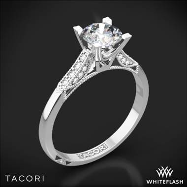 18k White Gold Tacori 2586RD Simply Tacori Pave Complete Diamond Engagement Ring with 0.50ct Diamond Center
