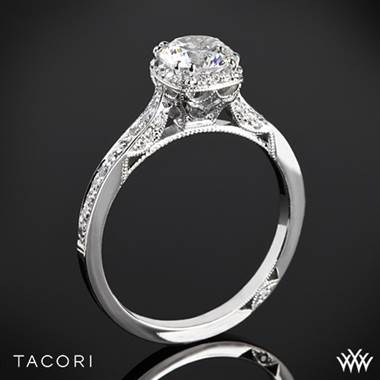18k White Gold Tacori 2620RDP Dantela Crown Diamond Engagement Ring (0.24ctw, For 0.75ct Center Diamond)