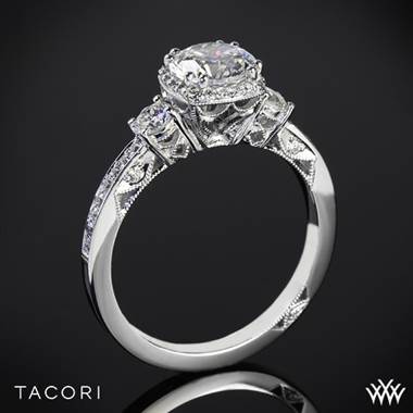 18k White Gold Tacori 2623RD Dantela Three Stone Engagement Ring