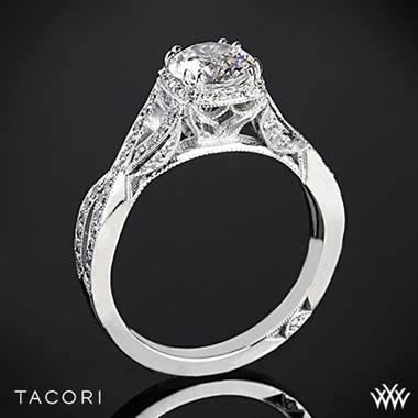 18k White Gold Tacori 2627RDSM Dantela Ribbon Diamond Engagement Ring