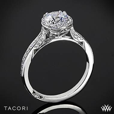 18k White Gold Tacori 2639RD P Dantela Spotlight Diamond Engagement Ring for 1ct center
