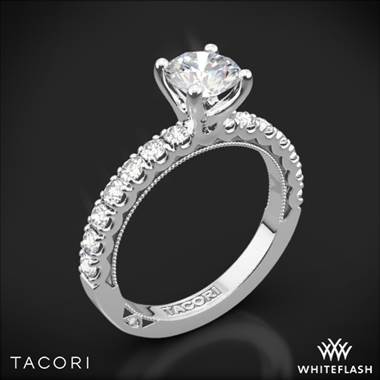 18k White Gold Tacori 33-2RD Clean Crescent Half Eternity Diamond Engagement Ring