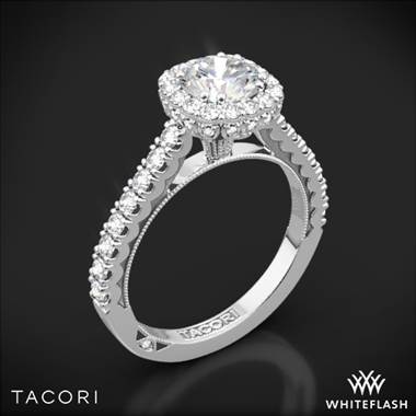 18k White Gold Tacori 37-2CU Full Bloom Cushion Halo Diamond Engagement Ring