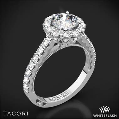 18k White Gold Tacori 37-2RD Full Bloom Round Halo Diamond Engagement Ring
