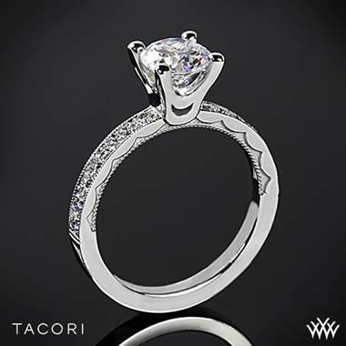18k White Gold Tacori 41-2.5RD Sculpted Crescent Half Eternity Large Diamond Engagement Ring