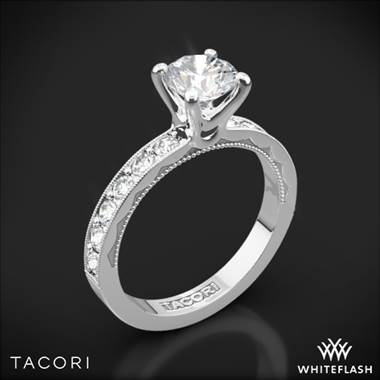 18k White Gold Tacori 41-3RD Sculpted Crescent Lace Diamond Engagement Ring