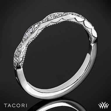 18k White Gold Tacori 46-2 Sculpted Crescent Diamond Wedding Ring