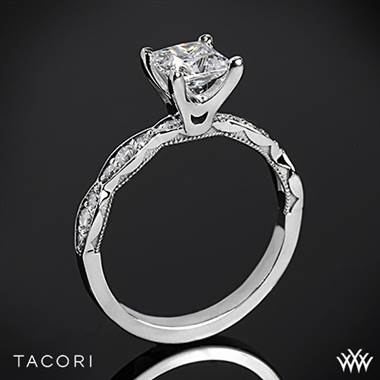18k White Gold Tacori 46-25PR Sculpted Crescent Diamond Engagement Ring for Princess