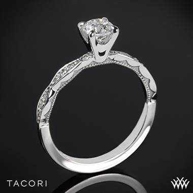 18k White Gold Tacori 46-2RD Sculpted Crescent Diamond Engagement Ring (0.50ct, H-SI, Center Diamond Included)