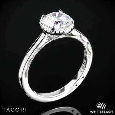 18k White Gold Tacori 49RD65 Sculpted Crescent Solitaire Engagement Ring