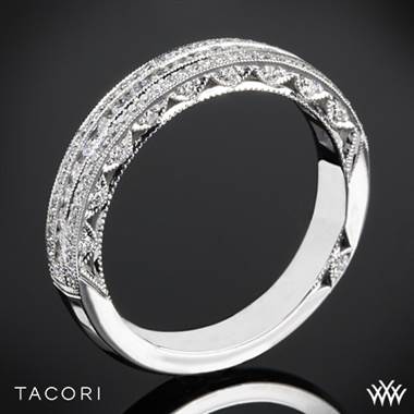 18k White Gold Tacori HT2513RDB Classic Crescent Half Eternity Pave-Set Diamond Wedding Ring