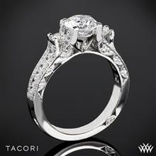 18k White Gold Tacori HT2514RD Classic Crescent Pave Three Stone Engagement Ring | Whiteflash