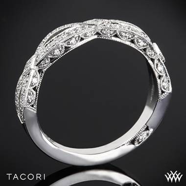18k White Gold Tacori HT2528B Ribbon Half Eternity Diamond Wedding Ring