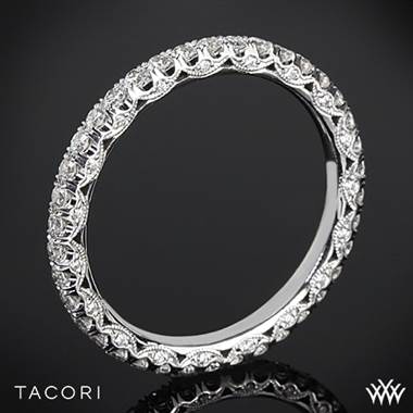 18k White Gold Tacori HT2545B Classic Crescent Eternity Scalloped Millgrain Diamond Wedding Ring