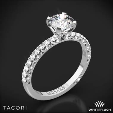 18k White Gold Tacori HT2545RD Petite Crescent Scalloped Millgrain Diamond Engagement Ring