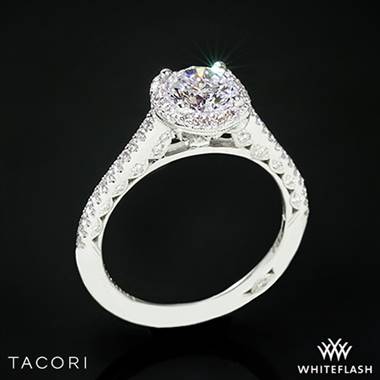 18k White Gold Tacori HT2547 Petite Crescent Celestial Diamond Engagement Ring