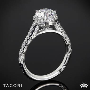 18k White Gold Tacori HT2547RD Petite Crescent Celestial Diamond Engagement Ring