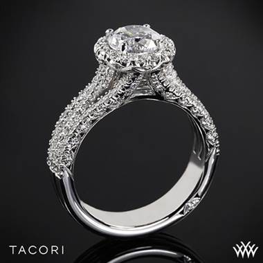 18k White Gold Tacori HT2551RD Petite Crescent Triple Row Diamond Engagement Ring