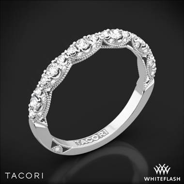 18k White Gold Tacori HT2558B12 Petite Crescent Diamond Wedding Ring