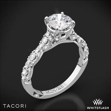 18k White Gold Tacori HT2558RD Petite Crescent Diamond Engagement Ring