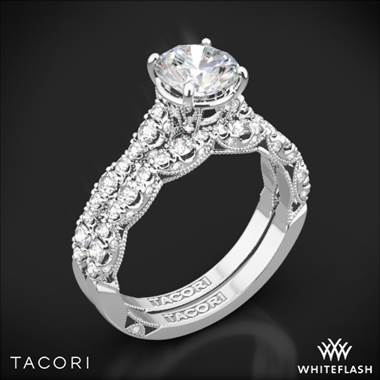 18k White Gold Tacori HT2558RD Petite Crescent Diamond Wedding Set