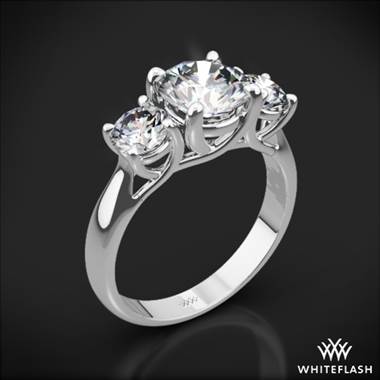18k White Gold Trellis 3 Stone Engagement Ring (0.50ctw ACA side stones included)