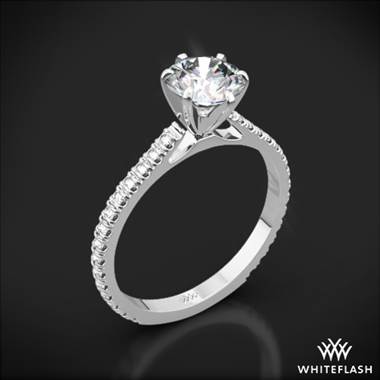 18k White Gold Valoria Cathedral French-Set Diamond Engagement Ring