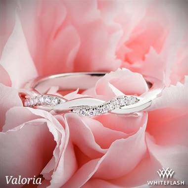 18k White Gold Valoria Flora Twist Matching Diamond Wedding Ring