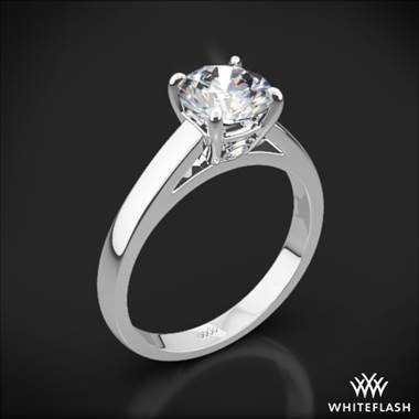 18k White Gold Valoria Flush-Fit Cathedral Solitaire Engagement Ring