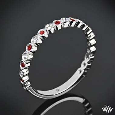 18k White Gold Valoria Jazz Bezel Diamond and Ruby Ring